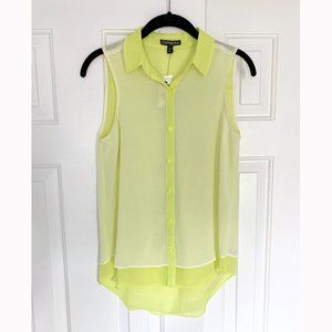 Express | Neon yellow sheer sleeveless blouse